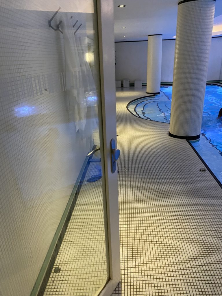 a door to a swimming pool