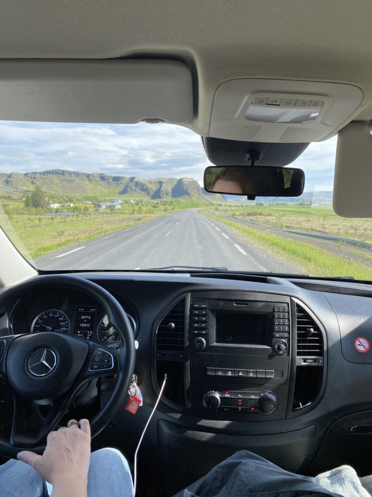 a view from the inside of a car