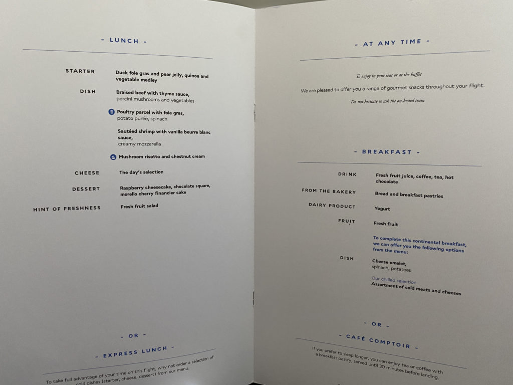 a menu of a restaurant