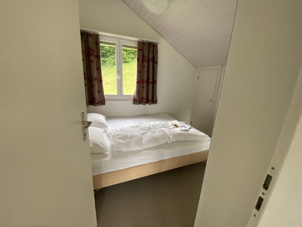 a bed in a room
