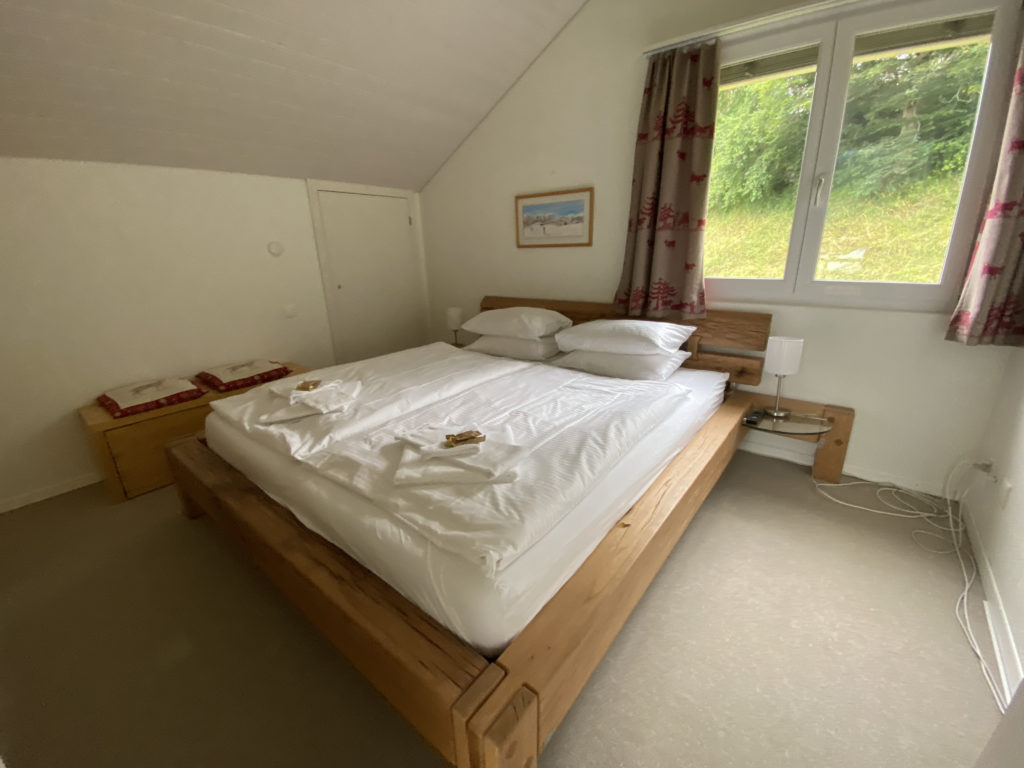 a bed in a room