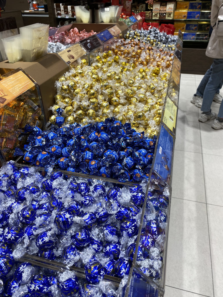 a group of candy in a store