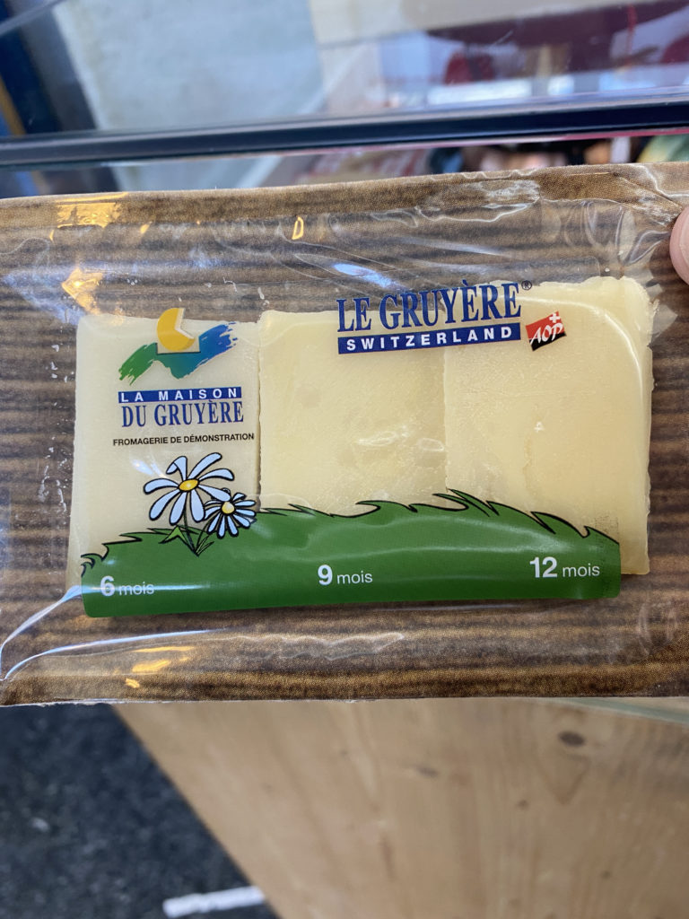 a piece of cheese in a plastic bag
