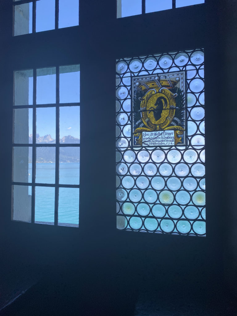 a window with a painting on it