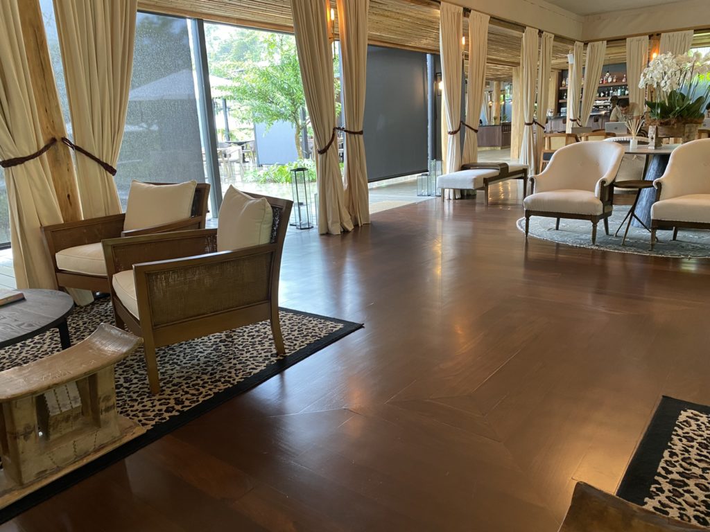 a room with chairs and a table