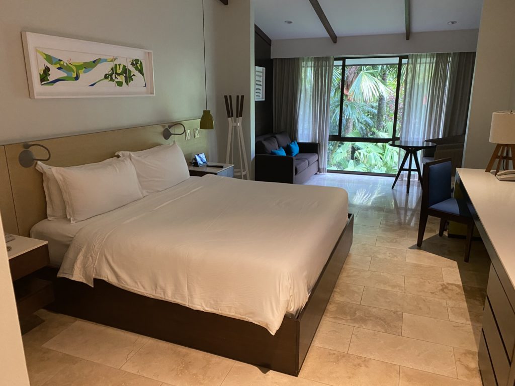 a bed in a room