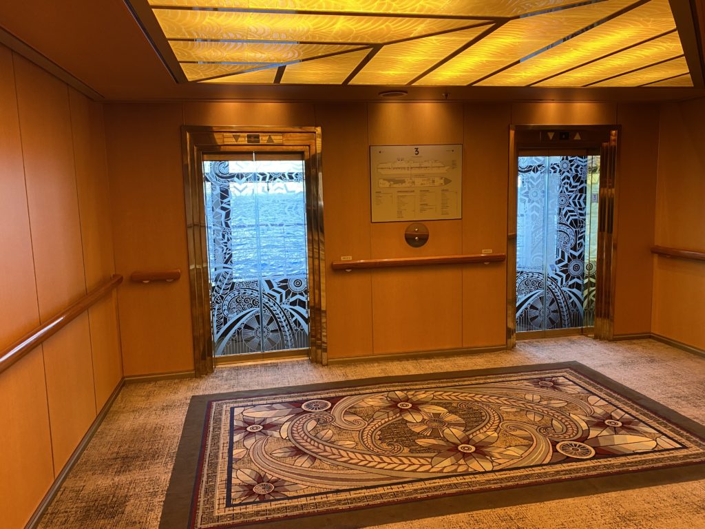 a room with two elevators