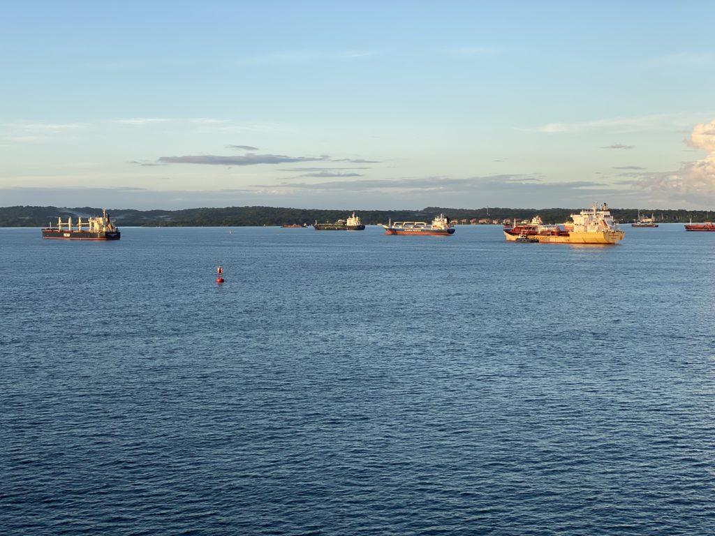 a group of ships in the water
