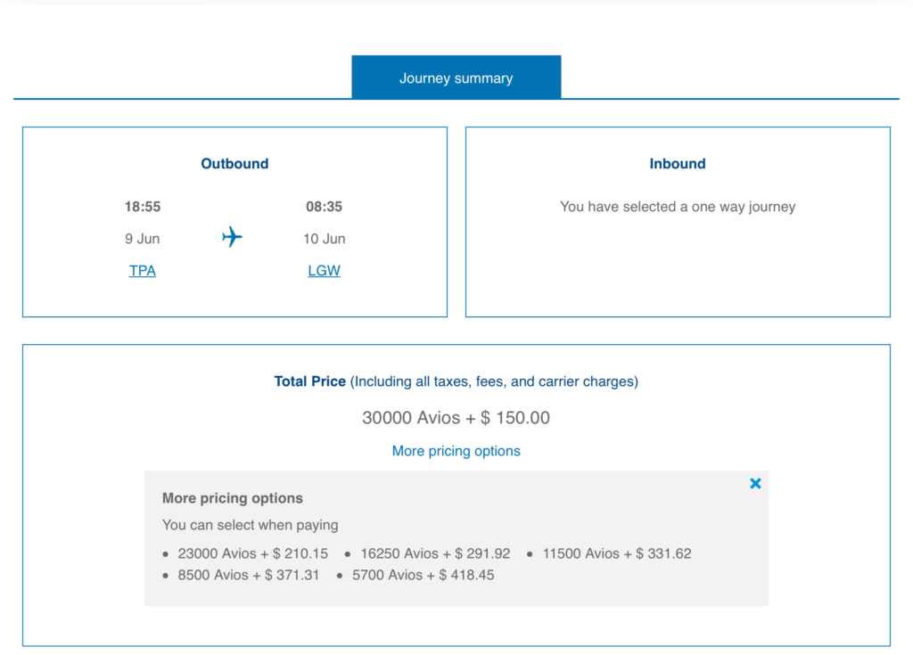 a screenshot of a travel application