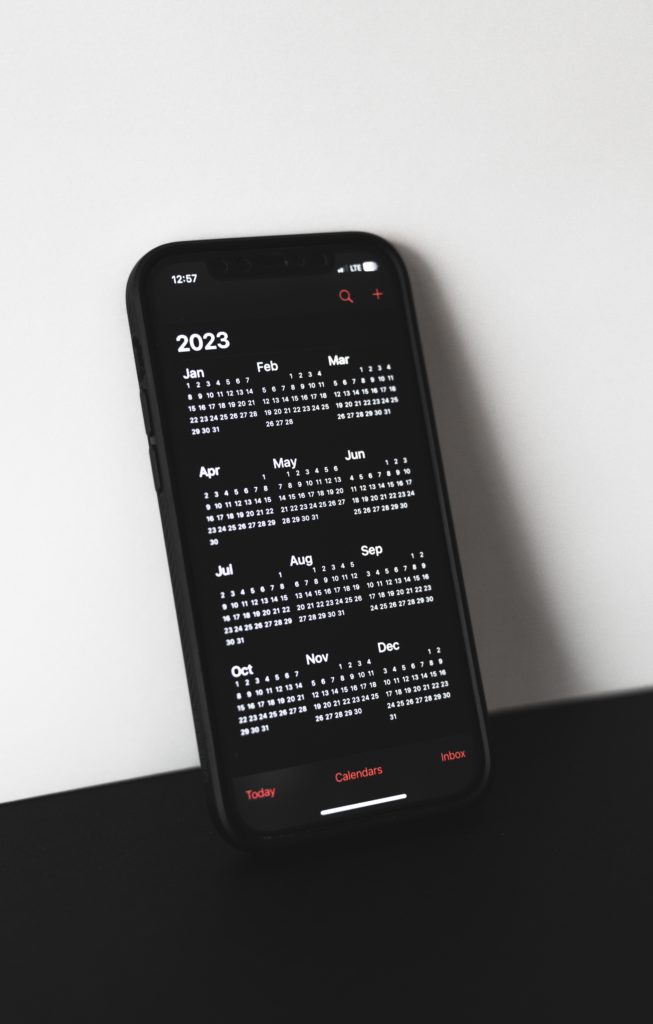 a phone with a calendar on it