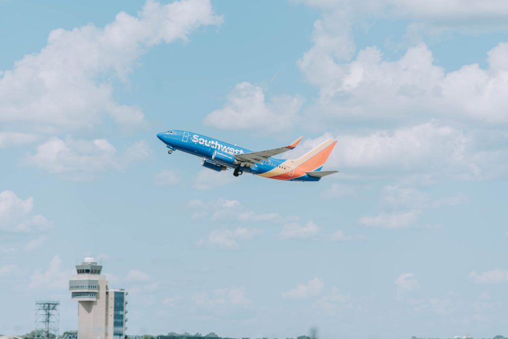 a plane flying in the sky