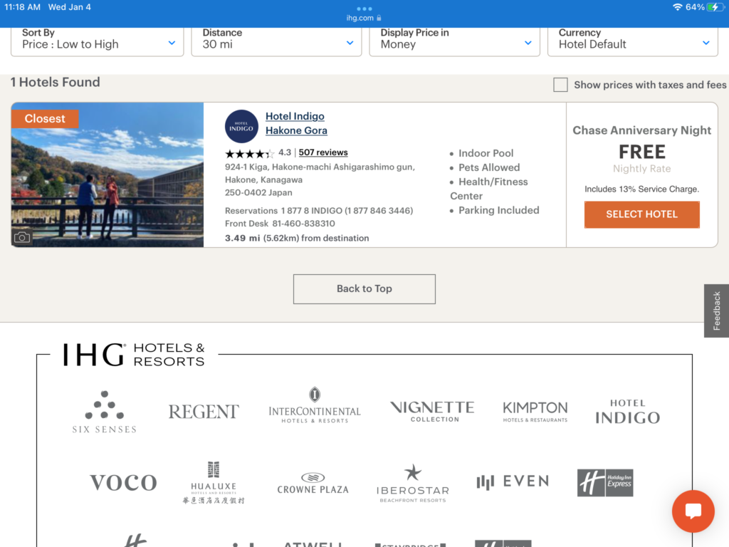 a screenshot of a hotel website