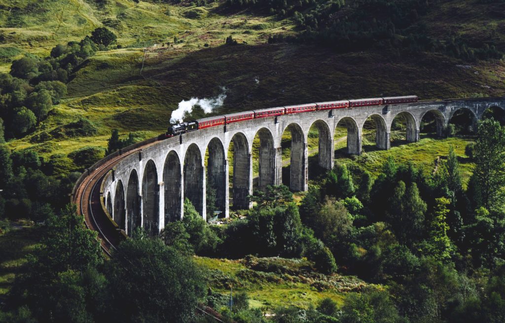 a train on a bridge