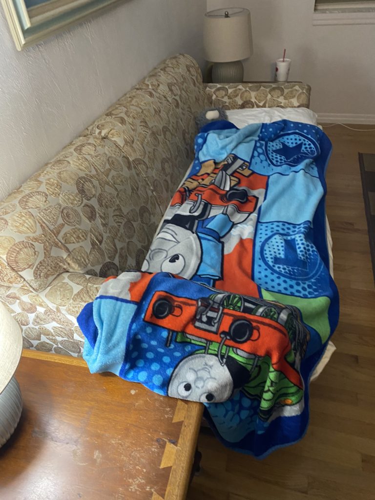 a blanket on a couch