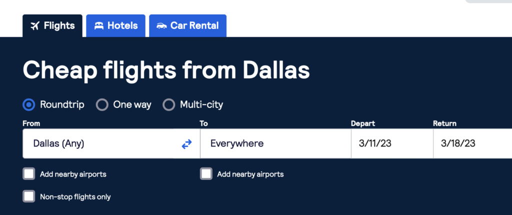 a screenshot of a car rental application