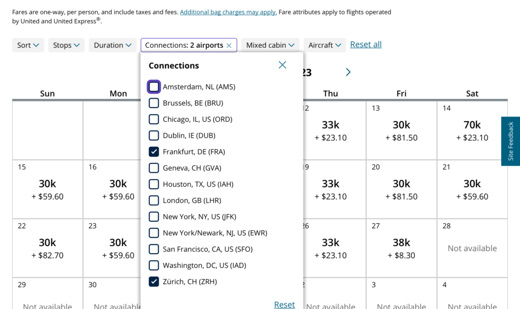 a screenshot of a flight schedule