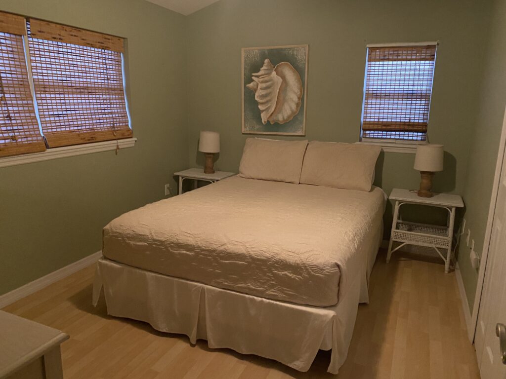 a bed in a room