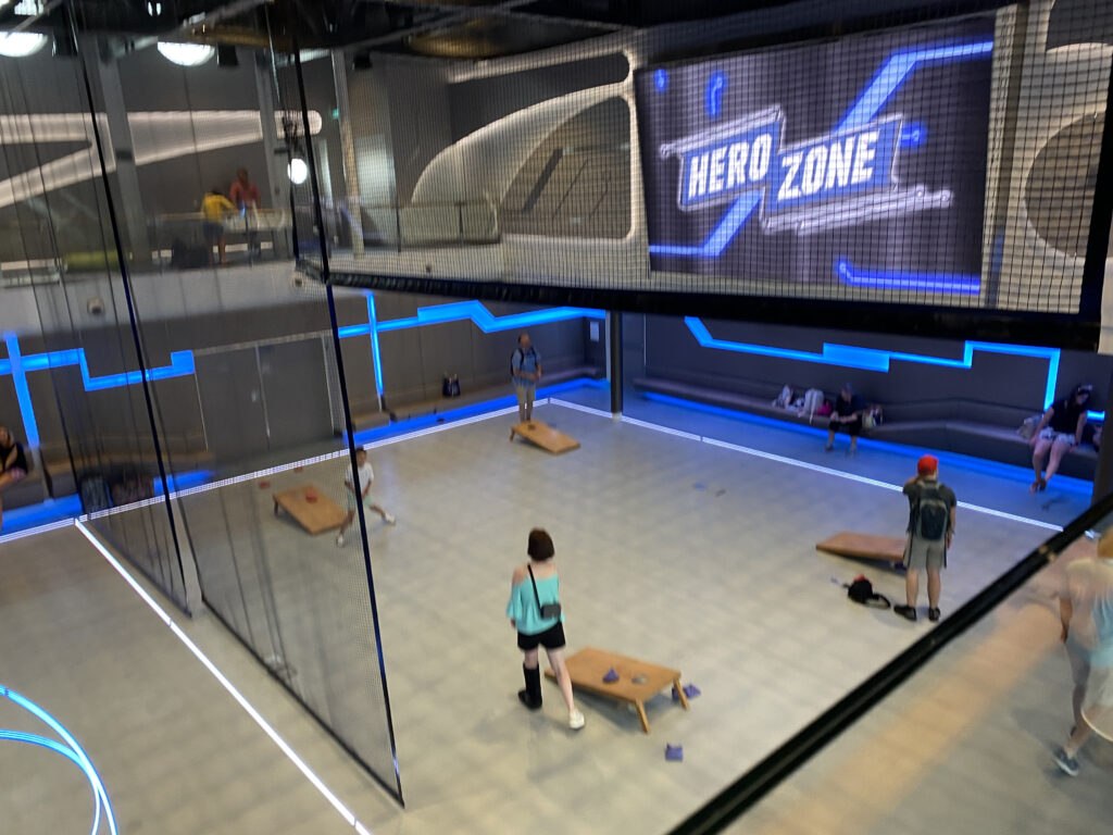 a group of people in a gym