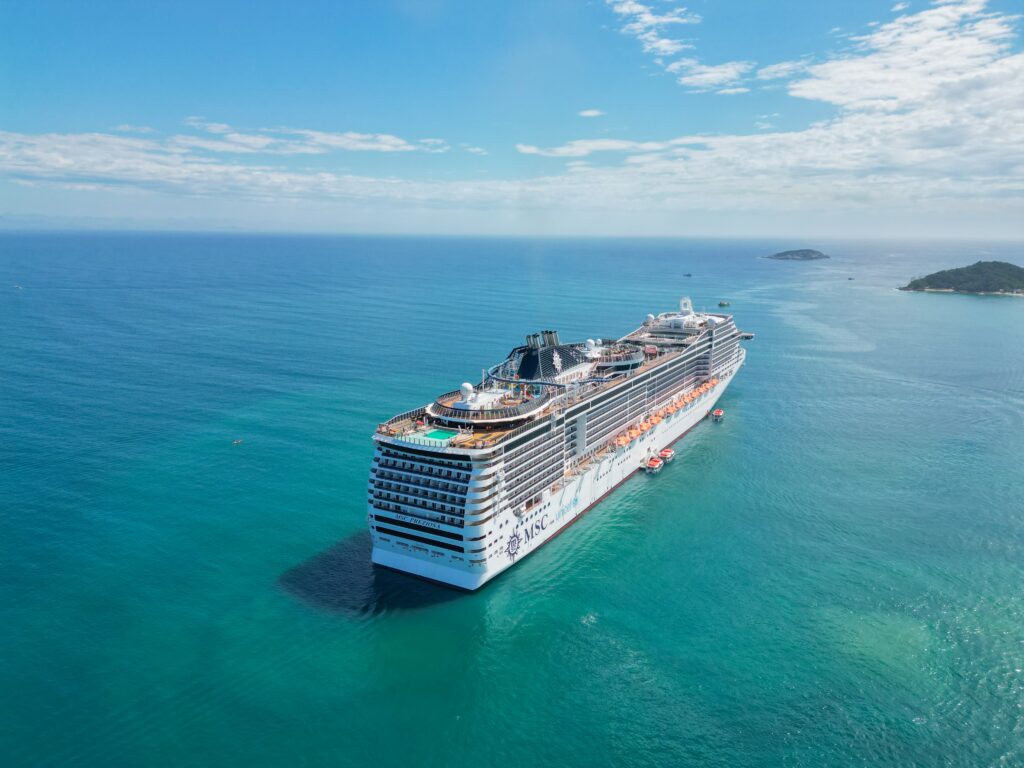 a cruise ship in the water