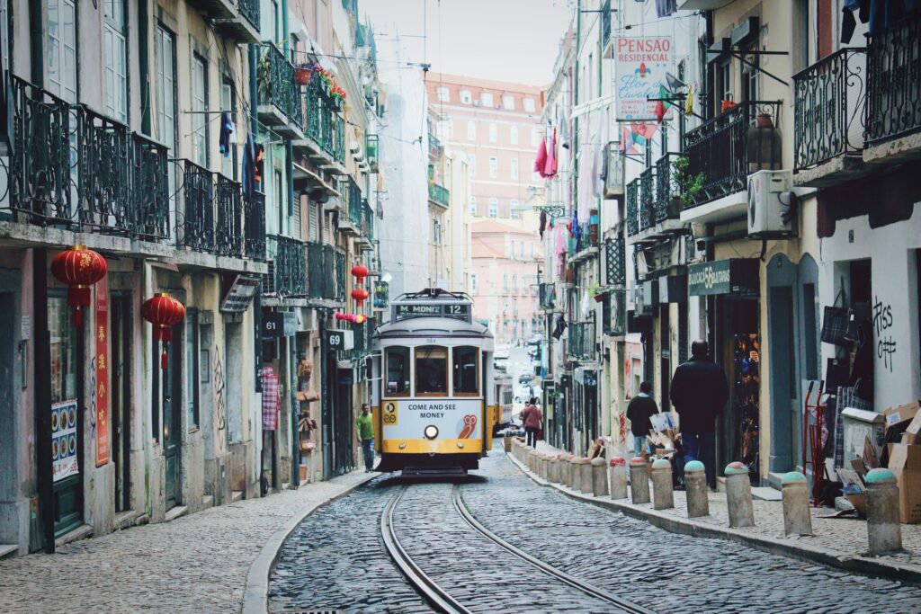 a trolley on a street