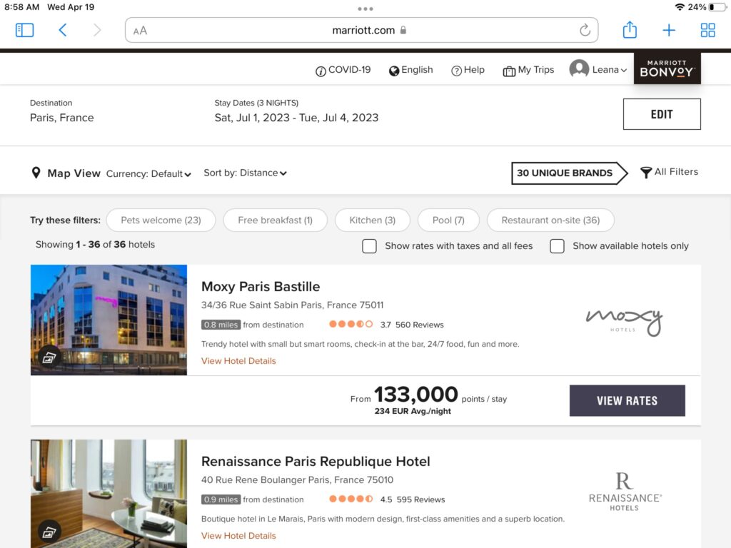 a screenshot of a hotel website