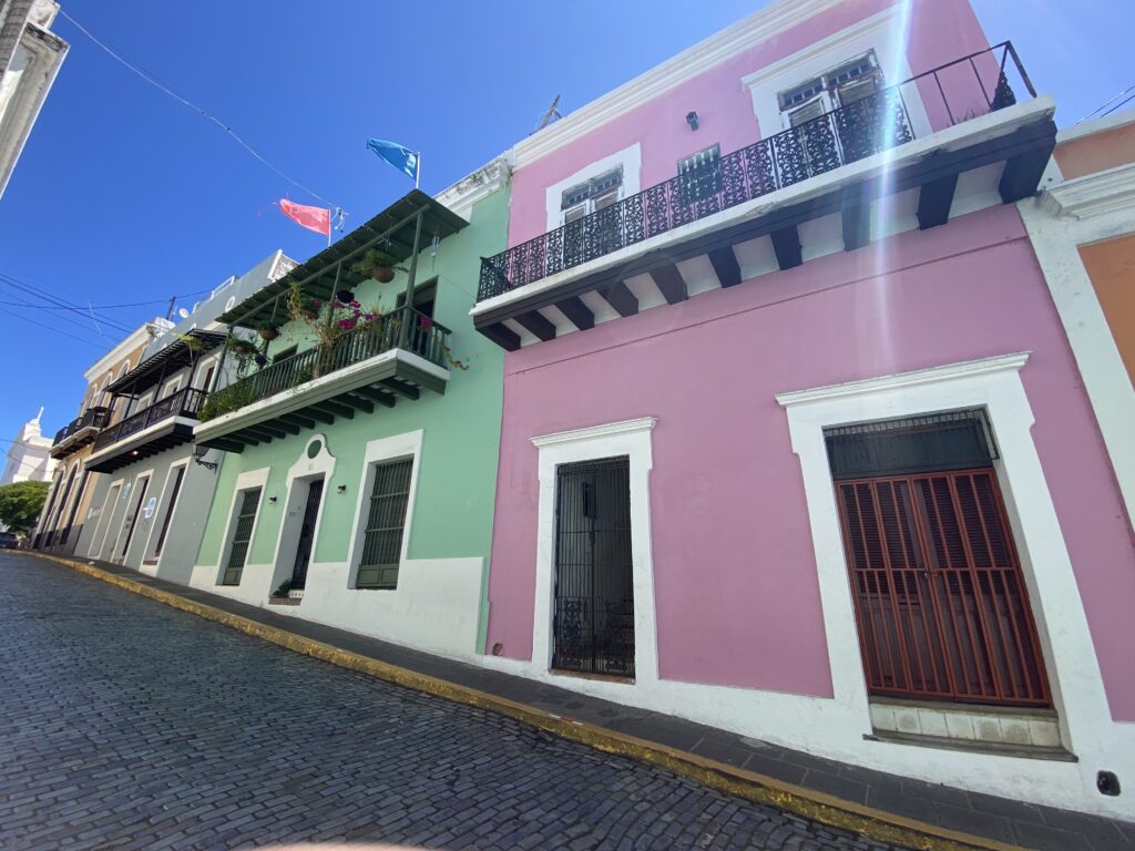 a street with colorful buildings