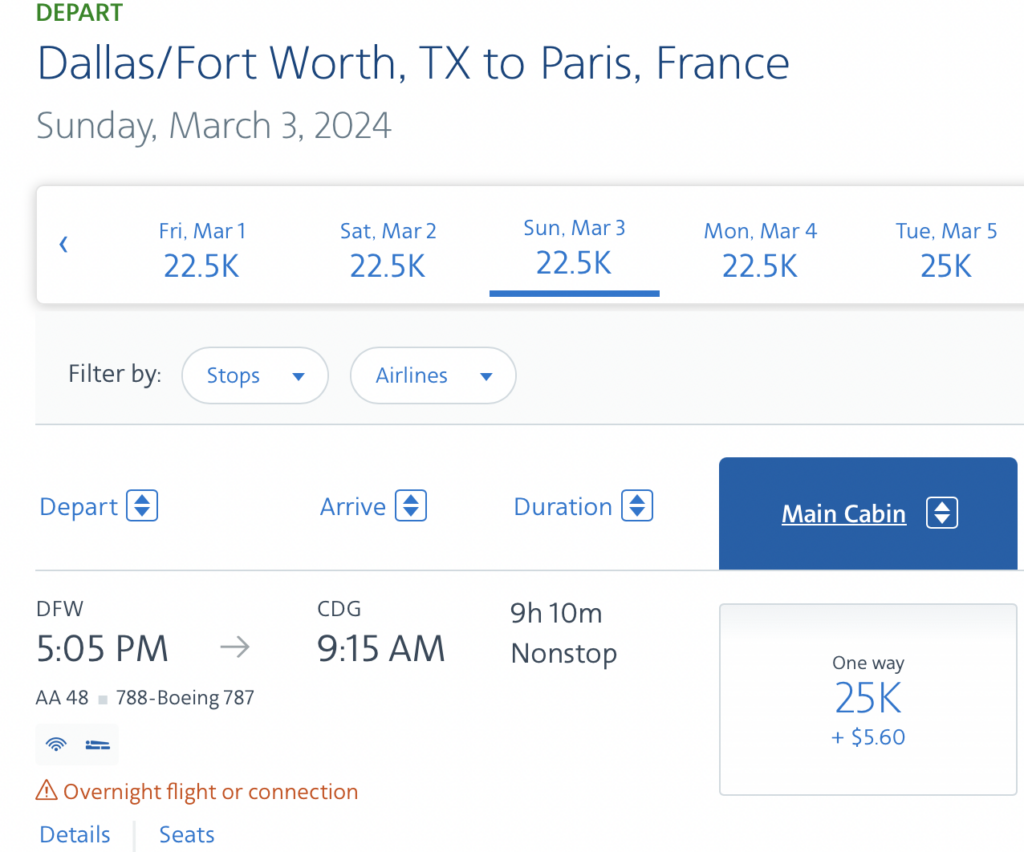 a screenshot of a flight schedule