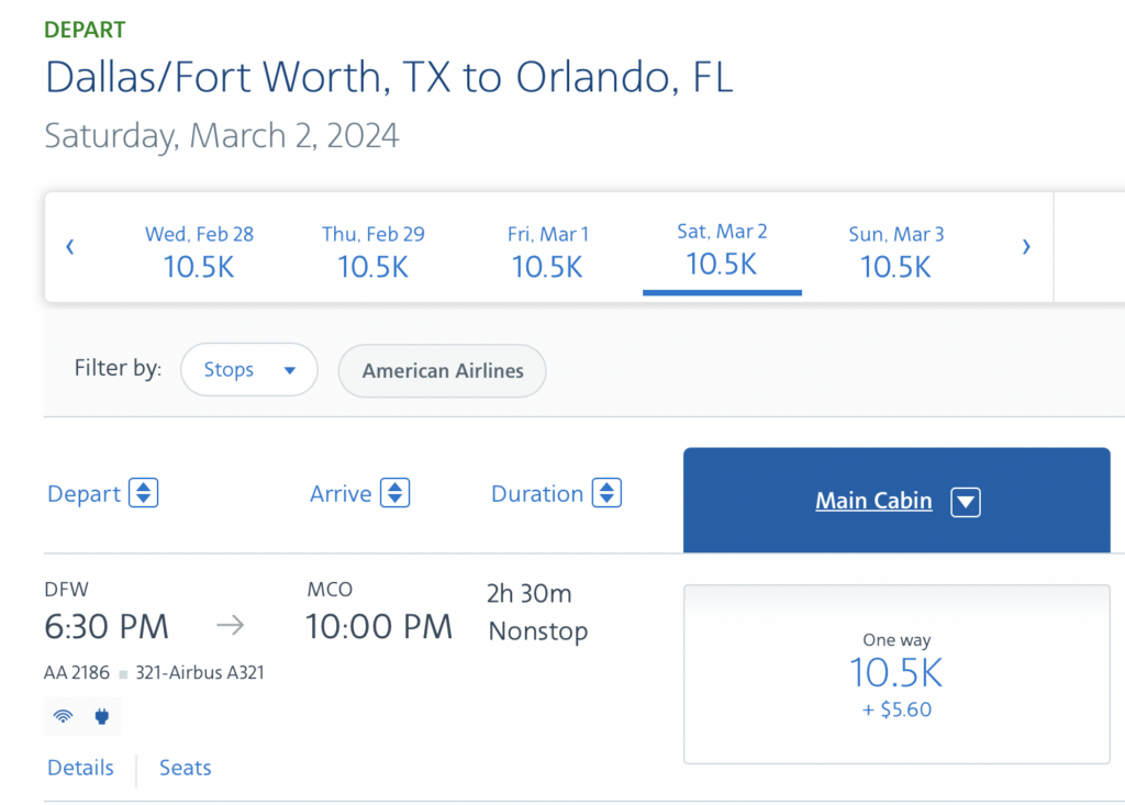 a screenshot of a flight schedule