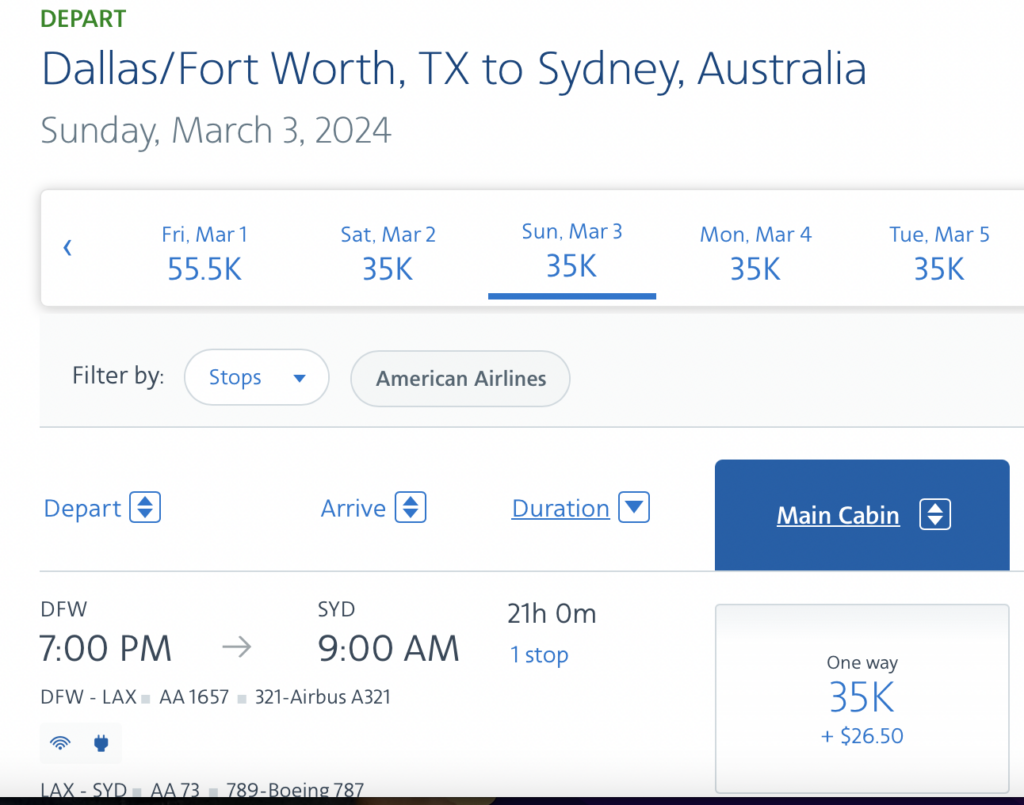 a screenshot of a flight schedule