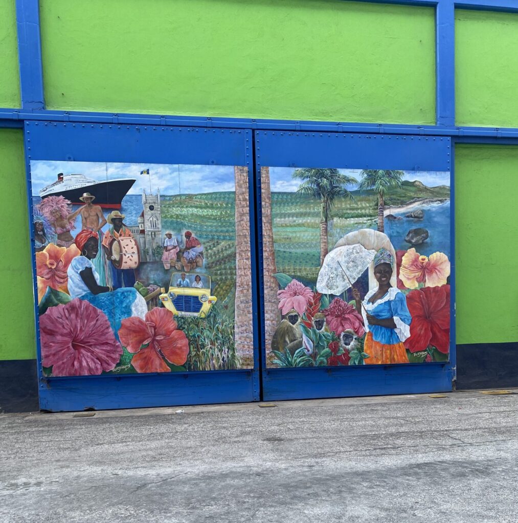 a painted doors on a building