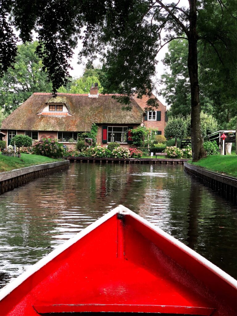 a boat on a canal