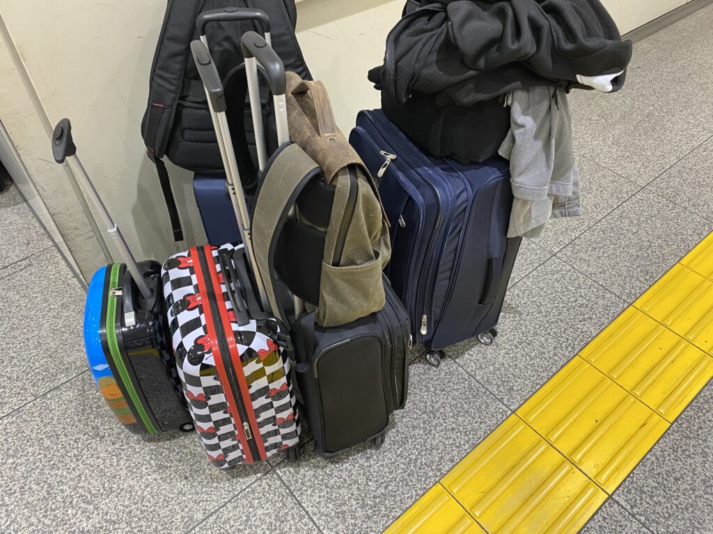 a group of luggage on the floor