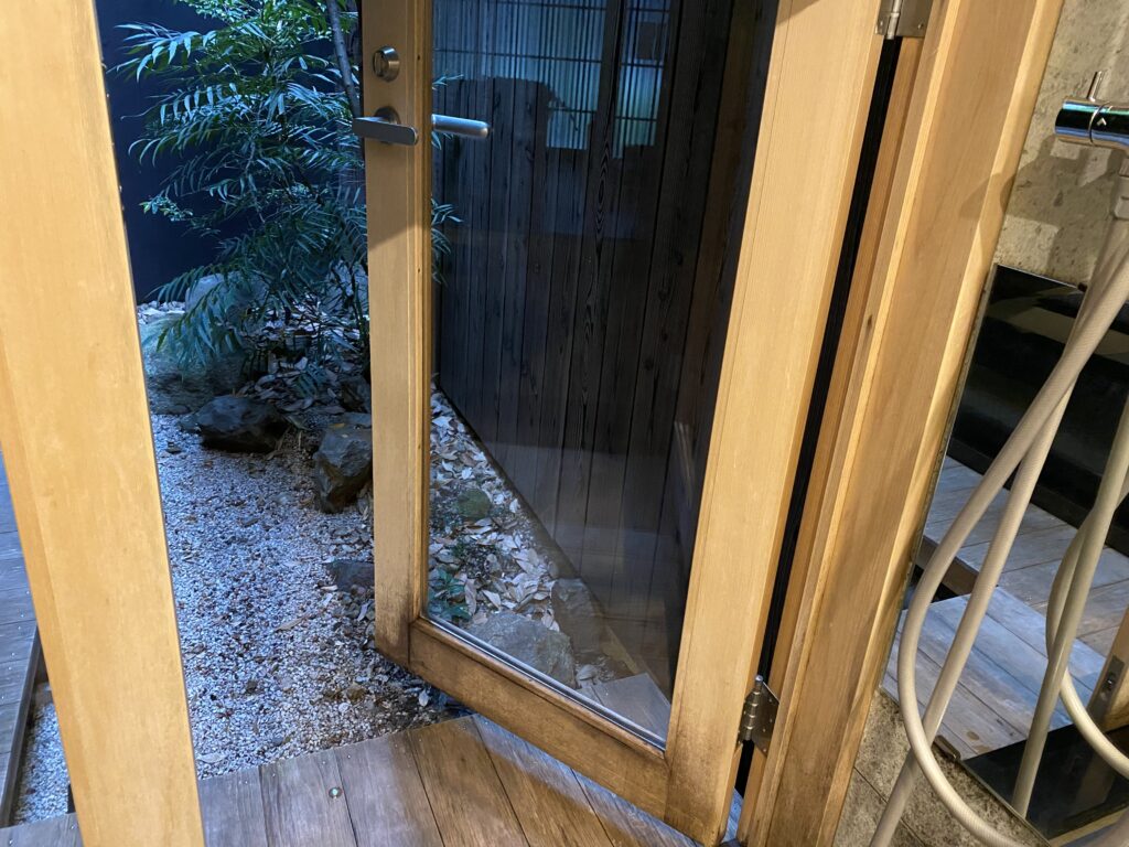 a door open to a garden