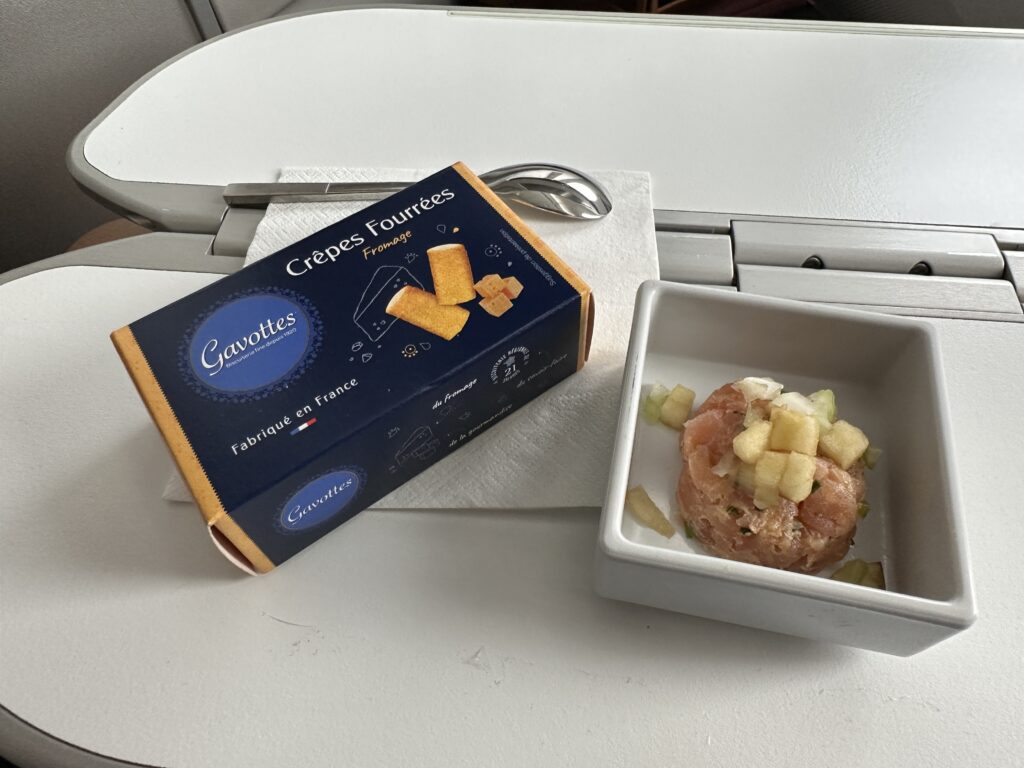 a box and food on a table