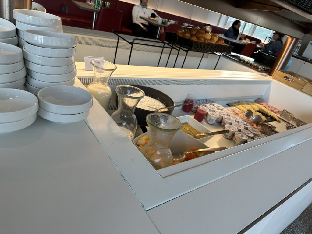 a counter with food items on it