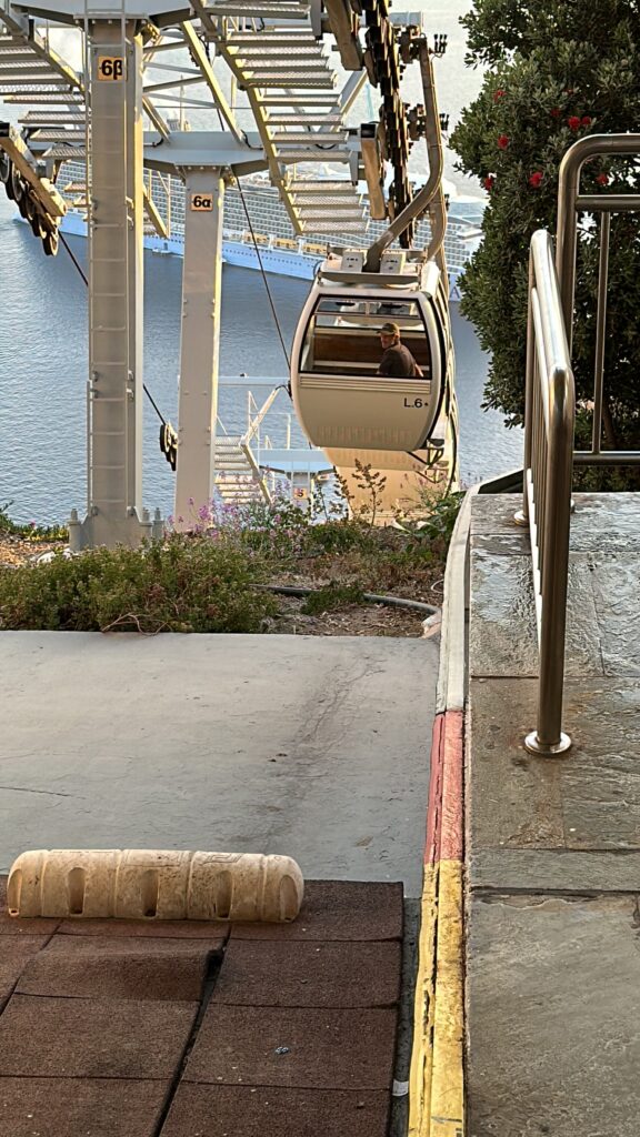 a gondola with a man in the back