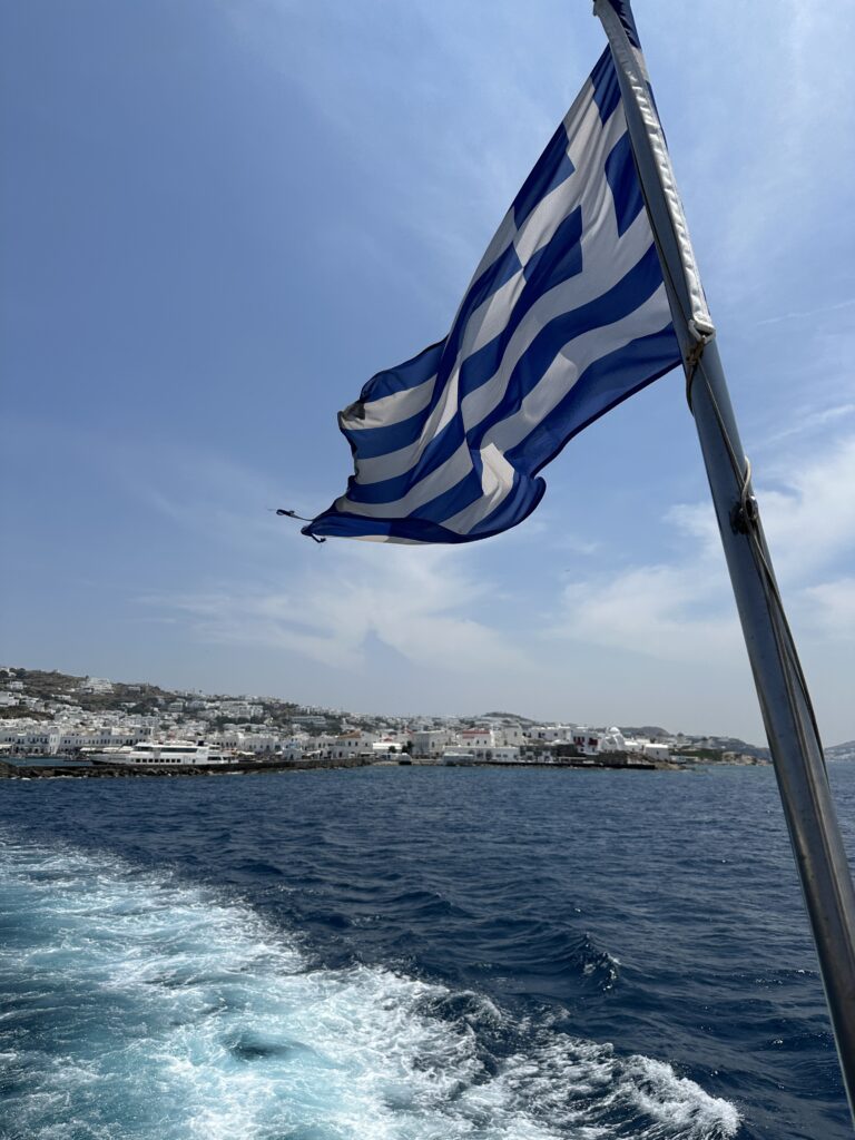 a flag on a boat