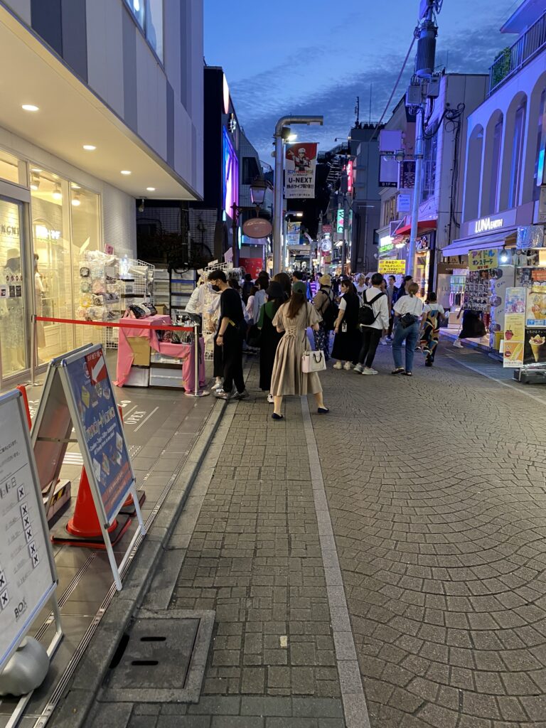 a group of people on a street