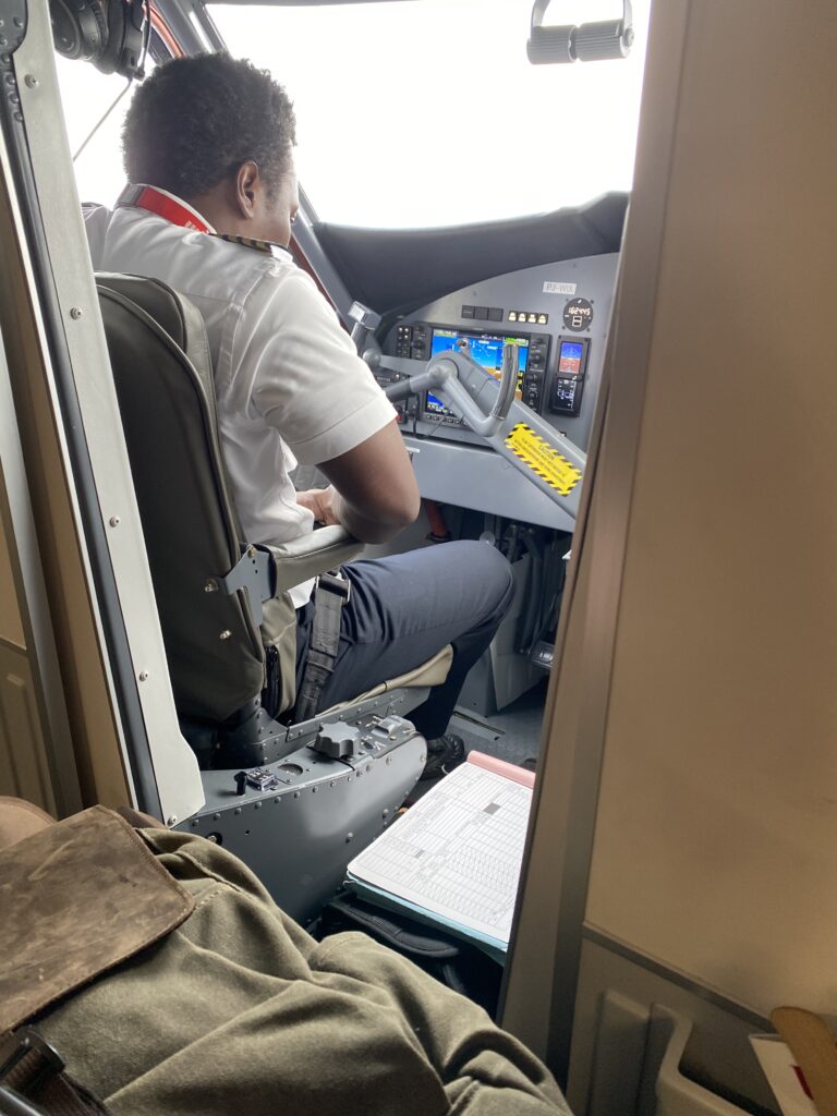 a man in a cockpit