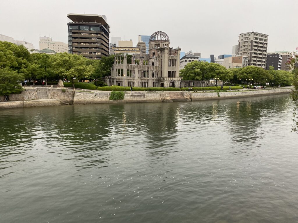 a body of water with buildings and trees