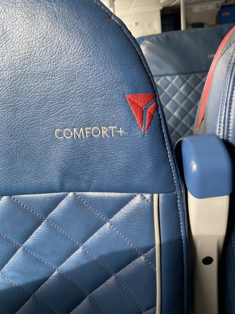 a seat with a logo on it