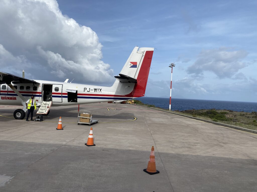 a plane on the runway