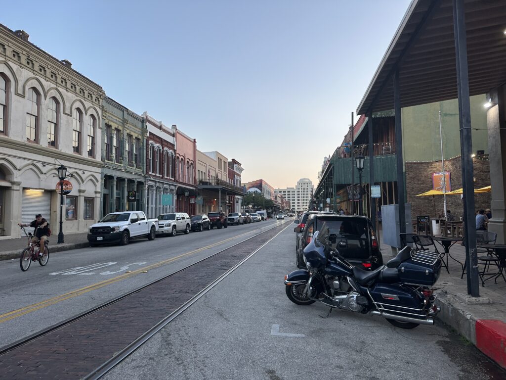 a motorcycle parked on the side of a street
