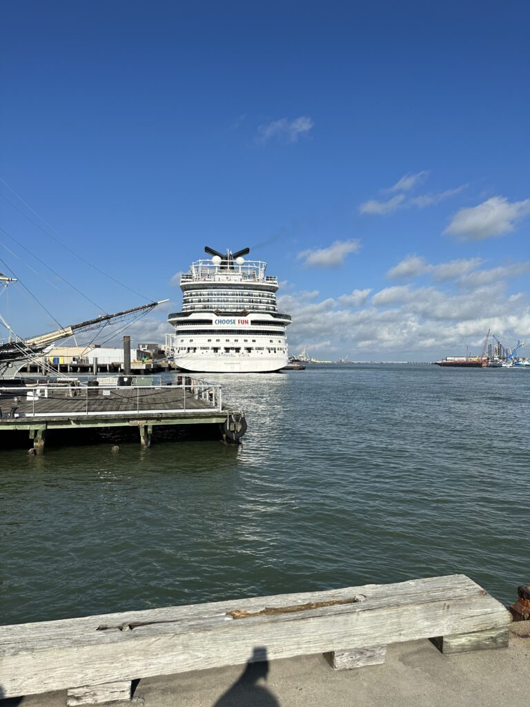 a large ship in the water