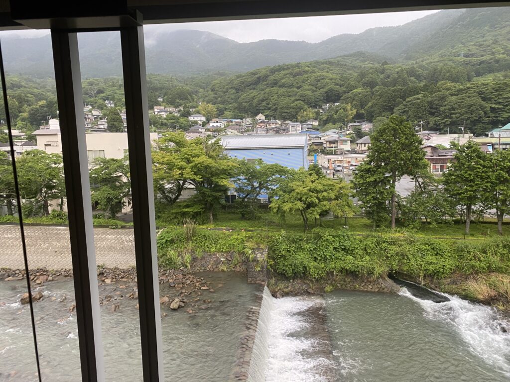 a view of a river and a city from a window