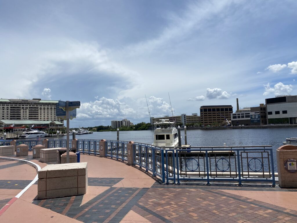 a waterfront with boats and buildings