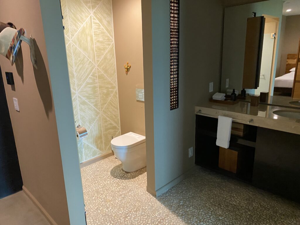 a bathroom with a toilet and sink