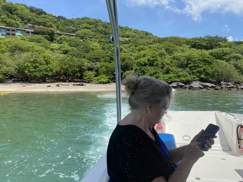 a woman on a boat