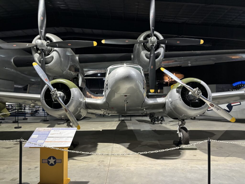 a plane with propellers on display