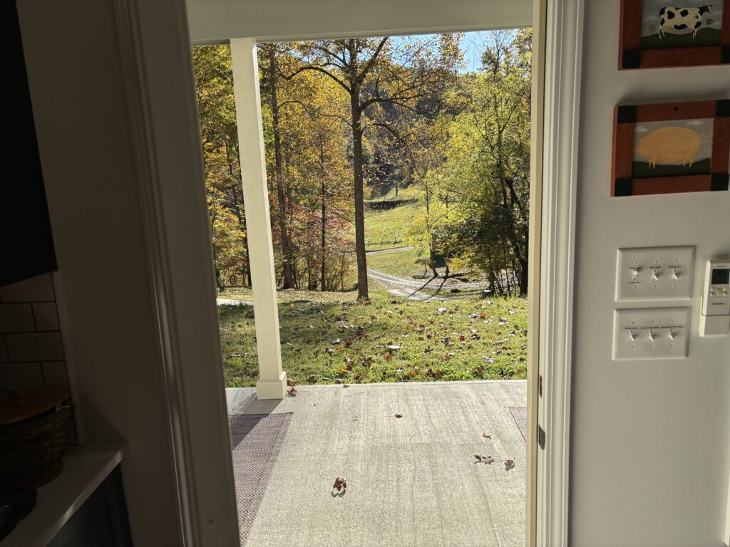 a door open to a house